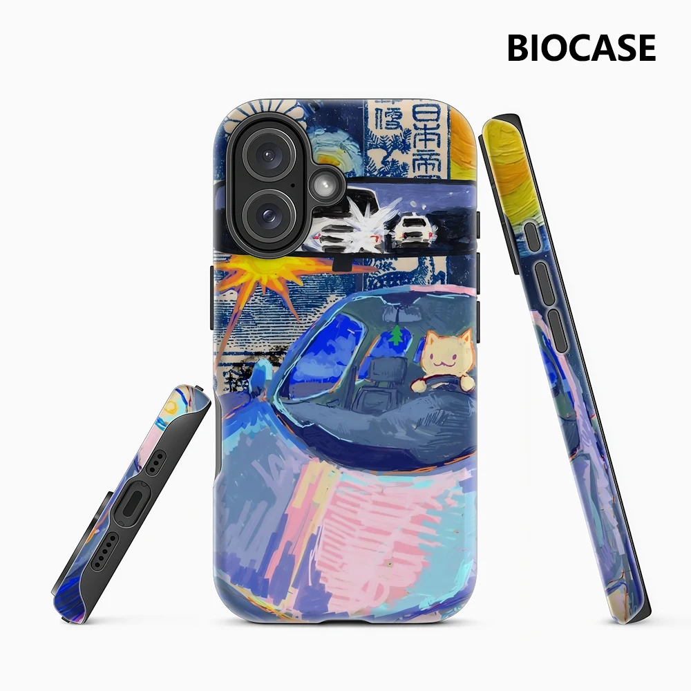حافظة هاتف Kittys Drive IPhone17 يجب اقتناؤها لهاتف IPhone 17 16 15 14 13 12 76 Pro Max Plus غطاء خلفي مزدوج الطبقة