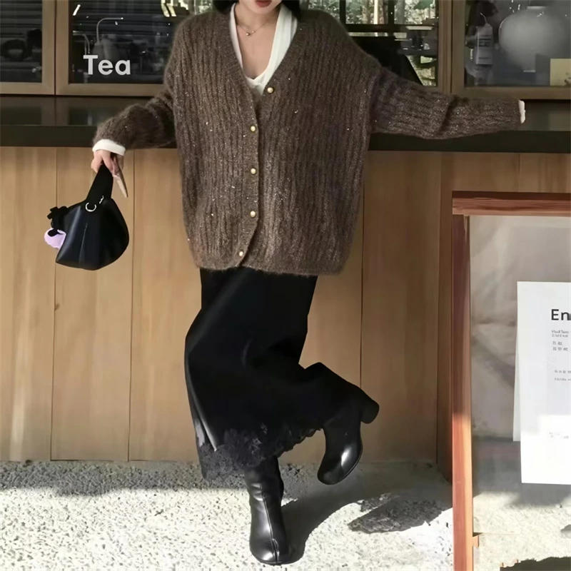 Guobioziy Women's Casual Knit Jacket 2026 Spring and Autumn European Fashion Trend Slim Retro Everyday Classic Street Style