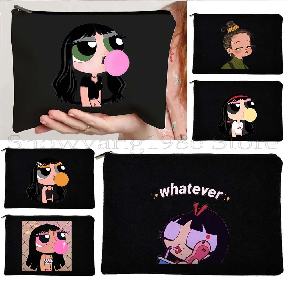 

Pink Powerpuff Girls Gifts Cute Cartoon Bubble Gum Kawaii Canvas Cosmetic Bag Makeup Lipstick Travel Storage Pouch Pencil Case