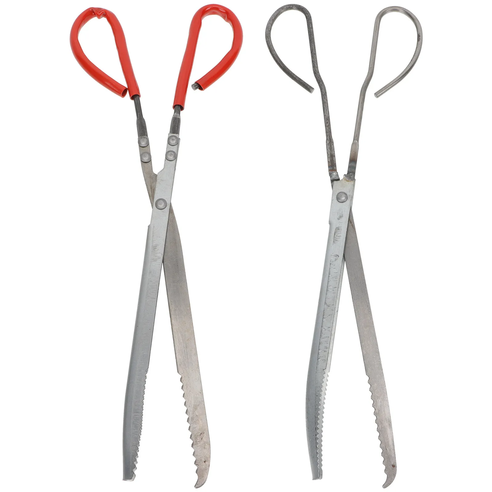 

2Pcs Multi-Function Iron Clamp Non-Slip Serrated Design Trash Picker Long Scissor Tong Crabs Clamping Tool Outdoor Indoor Use
