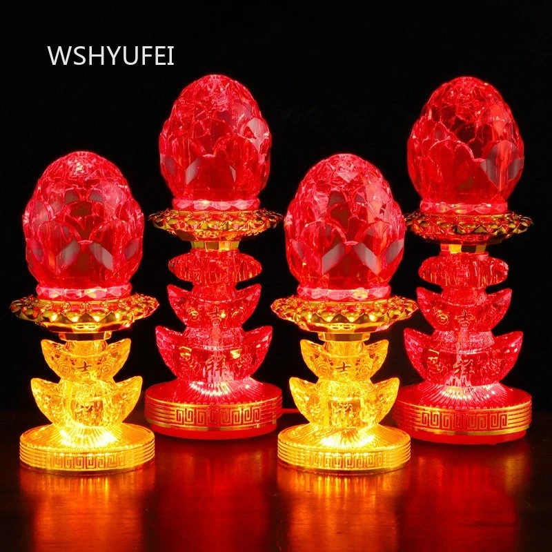 LED Lotus Lamp The Buddhist Temple Enshrines The Ever Burning Lamp Household Wealth Attraction Plug in Electric Flower Lamp