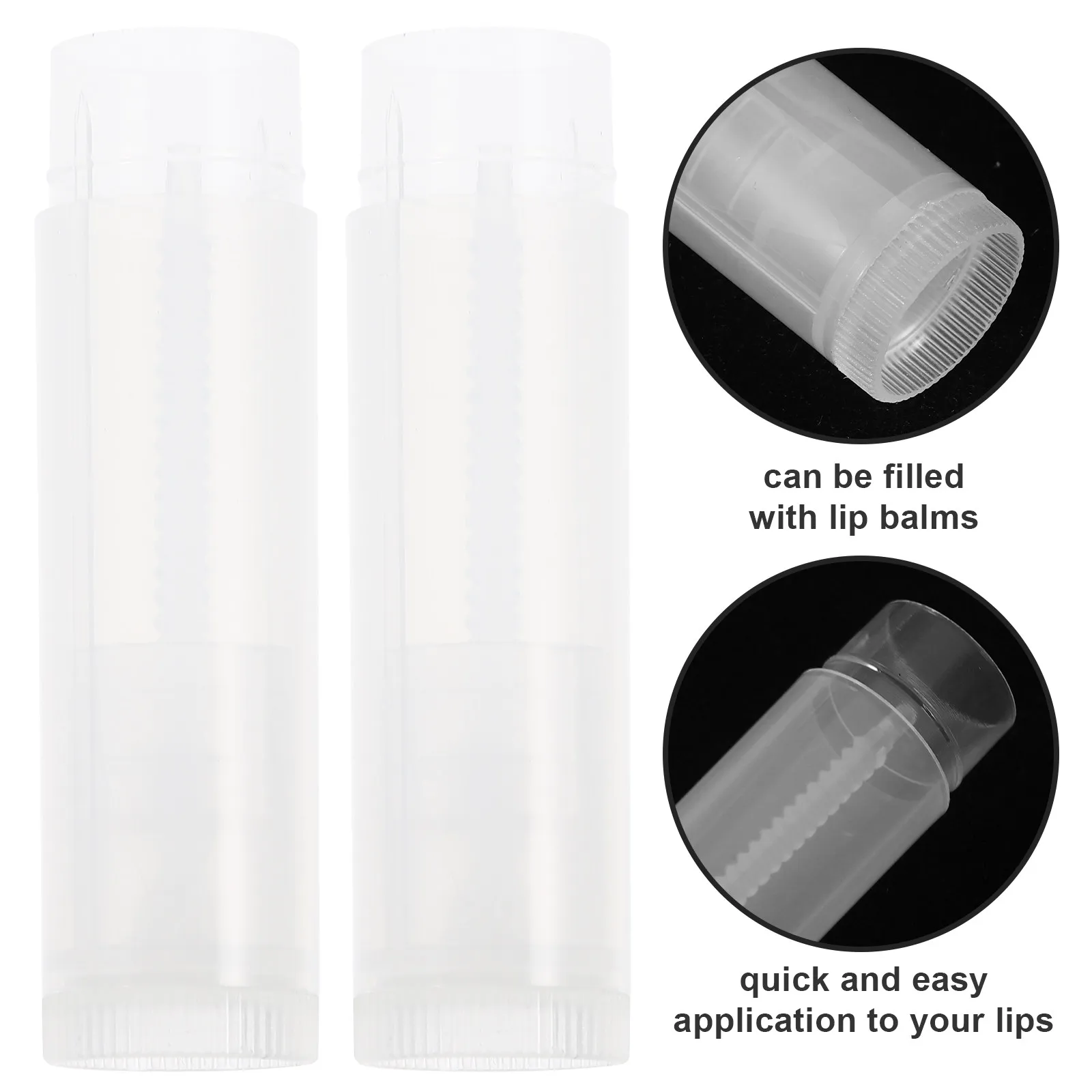 100Pcs 립밤 튜브(캡 포함) DIY 빈 용기 푸시 휠 메커니즘 간편한 적용 내구성이 뛰어난 안전한 립 컨테이너 튜브