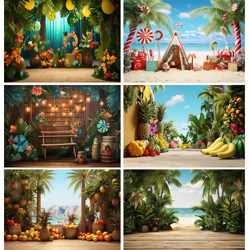 

Summer Beach Digital Printed Photography Backdrops Tropical Holiday Children Baby Birthday Party Photo Studio Background RD-03