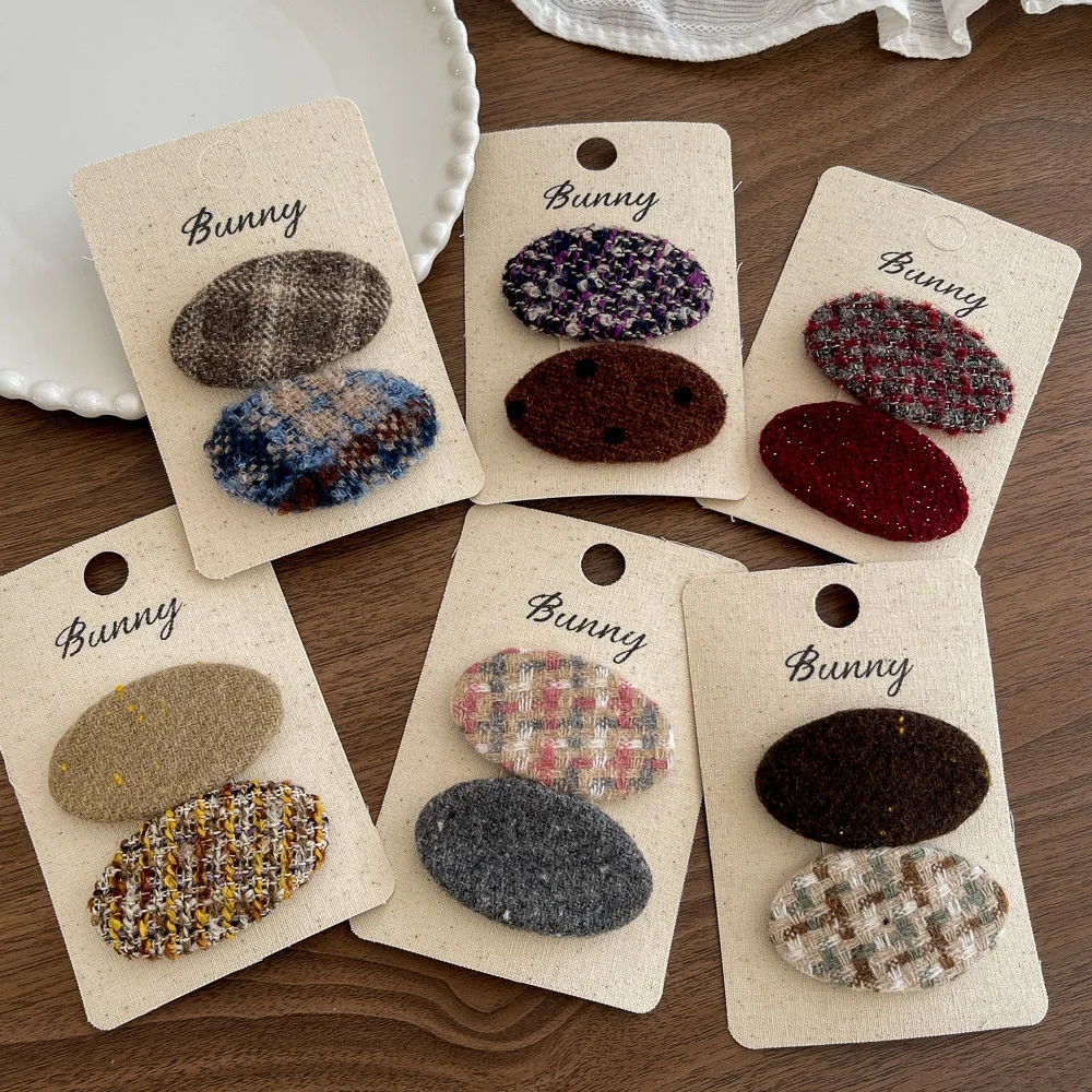 

2 шт. клещи-заколки для волос в клетку, овальные, для девочек, для челки, барреты, заколки, аксессуары для волос, детские головные уборы