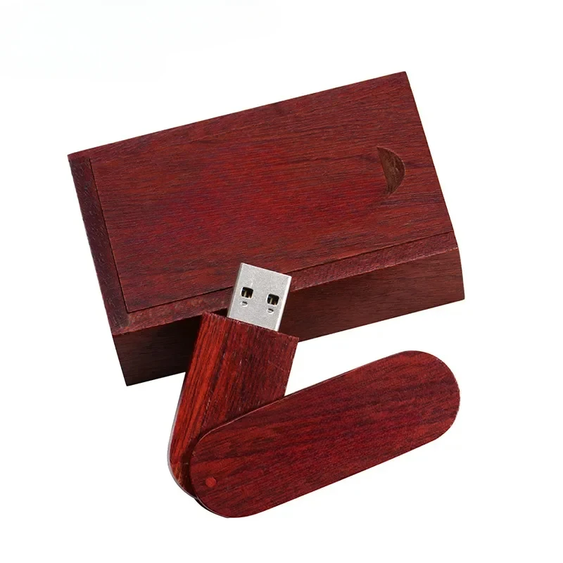 High Speed Wooden Saber USB 3.0 Flash Drive 128GB Rotating Pen Drive 64G Memory Stick Photography Wedding GiftExternal Storage