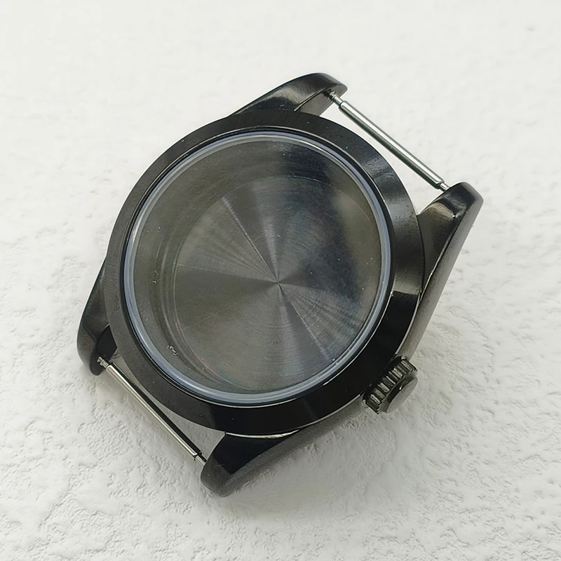 حافظة ساعة سوداء للرجال ، غطاء خلفي شفاف ، زجاج كريستال الياقوت ، تناسب حركة NH35 ، NH36 ، 39 مللي متر ، قطع غيار