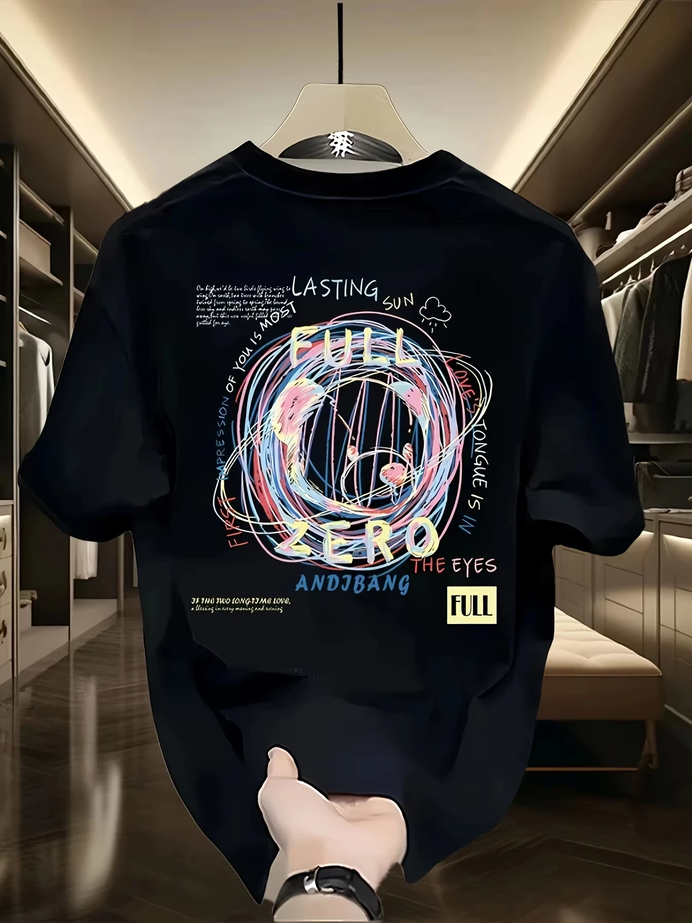 Men'S Summer Short-Sleeve T-Shirt 3D Print with Trendy Prints Versatile Korean And Japanese Style T-Shirt