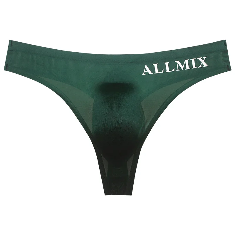 

Seamless Men Underpants Ice Silk Ultra-thin Sexy G-string And Thong T-back Panties Low-rise 3D Pouch Erotic Breathable Underwear