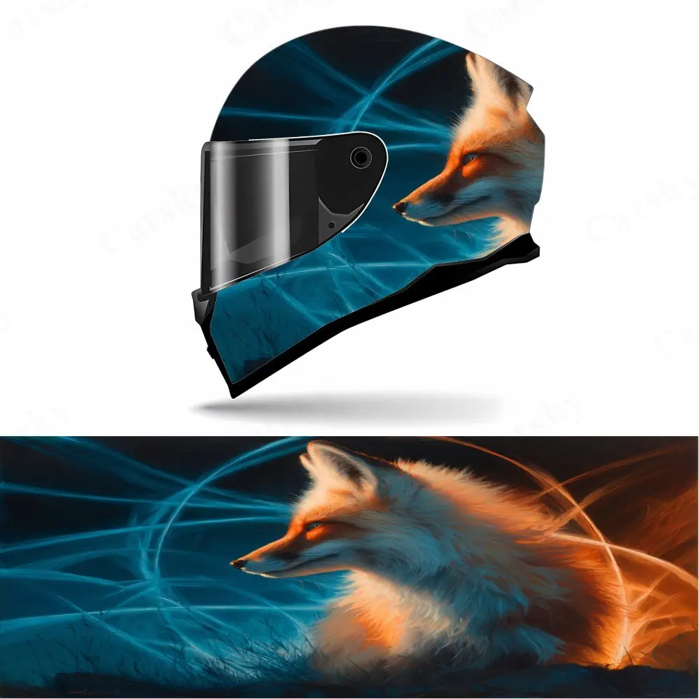 

Mystical Fox with Energy Lines Full Face Helmet Decals - Durable and Waterproof PVC, self-adhesive Motorcycle Racing Helmet Aest