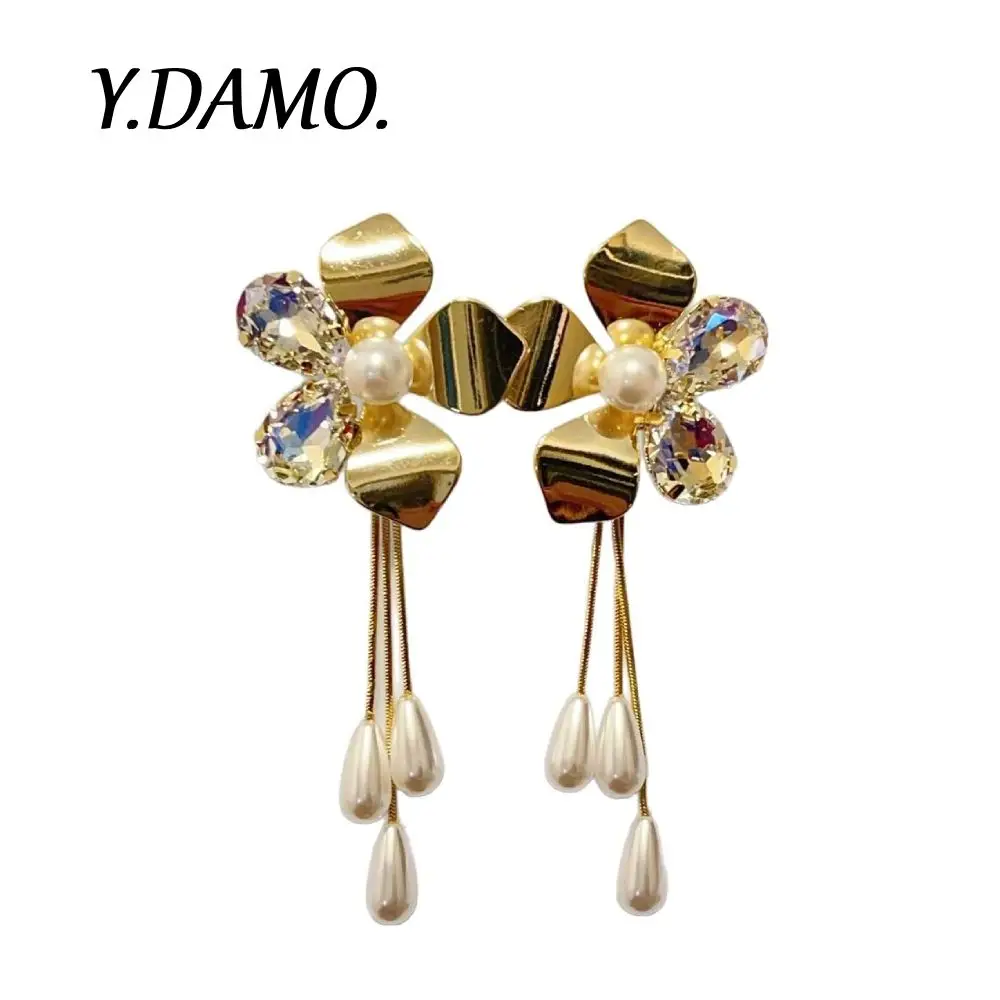 

Damo Romentic Flower Earrings With Imitation Pearls Gold Silver Waterproof Steel Women Jewelry Quality Fashion Earring Wholesale