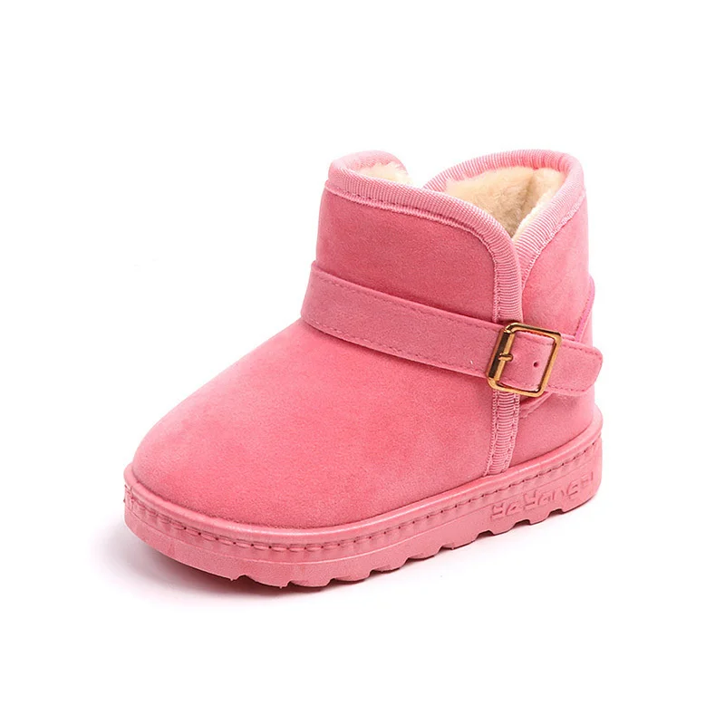 2022 Winter Kids Shoes Thick Warm Short Boots Boy Girls Fashion Snow Boots Plus Velvet Cotton Shoes Soft Bottom Baby Sport Shoes