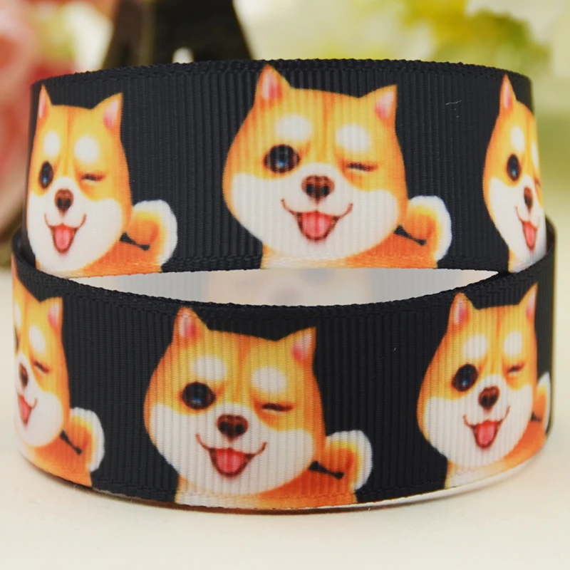 22mm 25mm 38mm 75mm dog pattern cartoon printed Grosgrain Ribbon party decoration 10 Yards satin ribbons