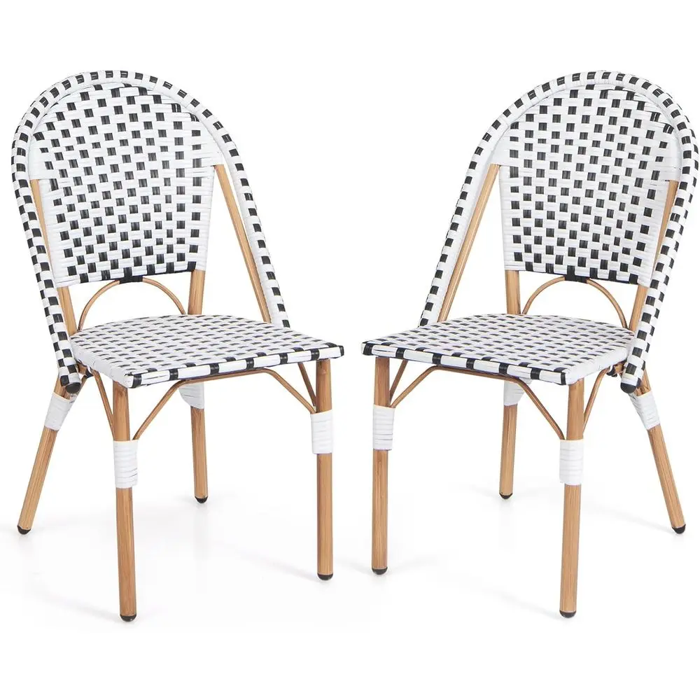 

Outdoor Rattan Arm Dining Chairs Set of 2, Weather-Resistant for Garden, Kitchen, or Porch