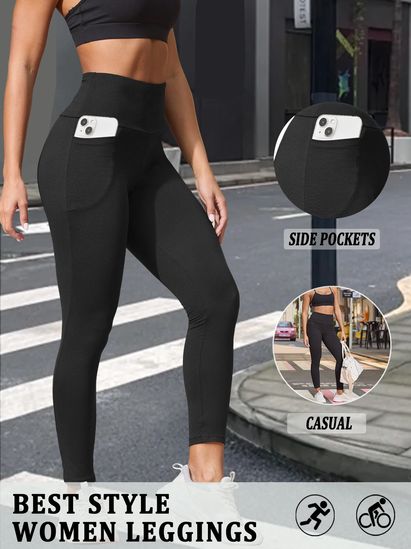 Leggings da donna a vita alta con tasche: controllo della pancia super morbido per l'allenamento yoga e le attività quotidiane a casa