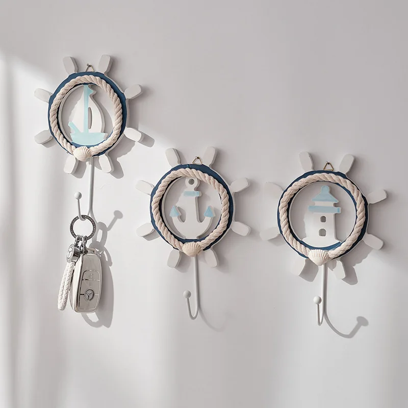 Gancho con tema mediterráneo, gancho náutico, toalla, sombrero, perchas para abrigos, ganchos de pared rústicos para el hogar, guardarropa, decoración de tienda de ropa