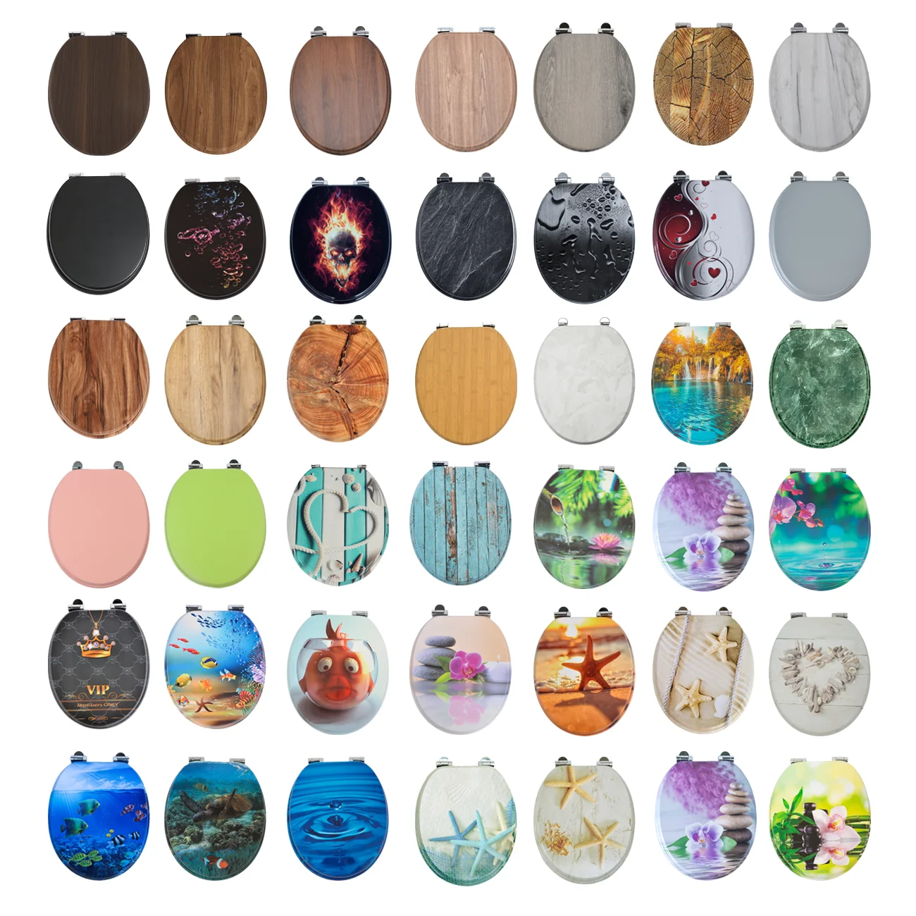 SAINOS Couvercle de toilette universel avec abaissement automatique, siège de toilette en bois, capacité de charge jusqu'à 190 kg