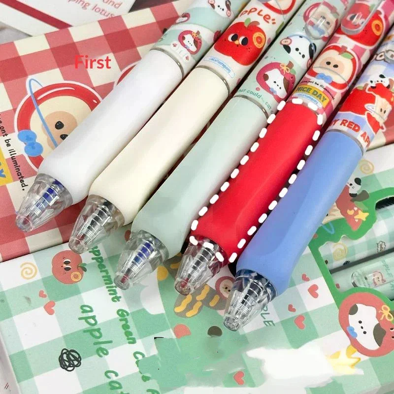 

4 шт./компл. милые стираемые гелевые ручки 0,5 мм с синими и черными чернилами, быстросохнущие, для плавного письма, школьные и офисные принадлежности