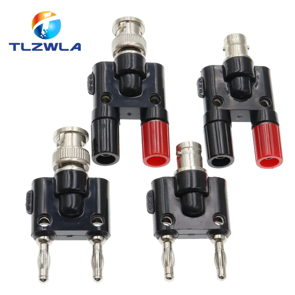 1PCS Q9 BNC Banana To Two Dual 4mm Banana Male Female Jack Coaxial Connector BNC Tee Type 3Way Splitter RF Adapter High Quanlity