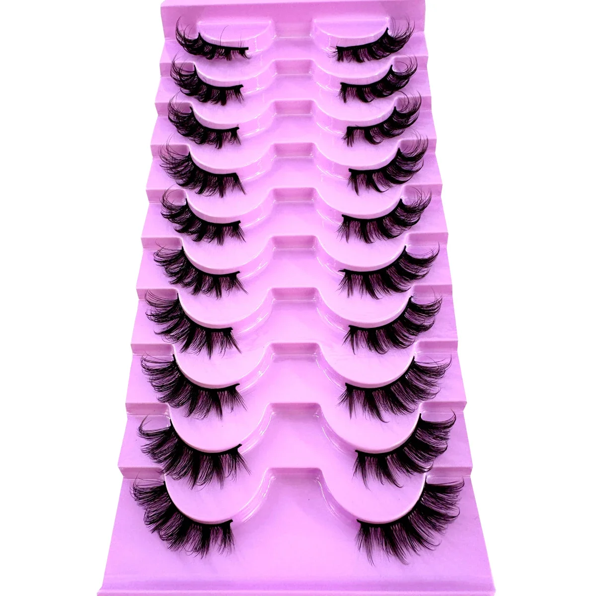 Neues 10-Paar-Set mit halben Augen, natürliche künstliche Nerz-Wimpern, Katzen-Wimpern-Set, Verlängerungswerkzeug