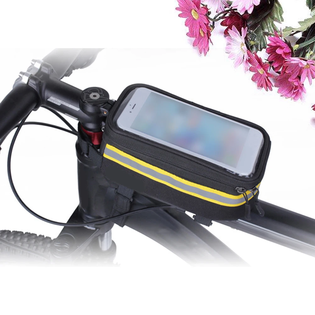 

Waterproof Bike Saddle Bag For Mountain Bike U Shaped Zipper Cell Phone Pocket Transparent Pvc Panel Easy Install Handlebar Bag