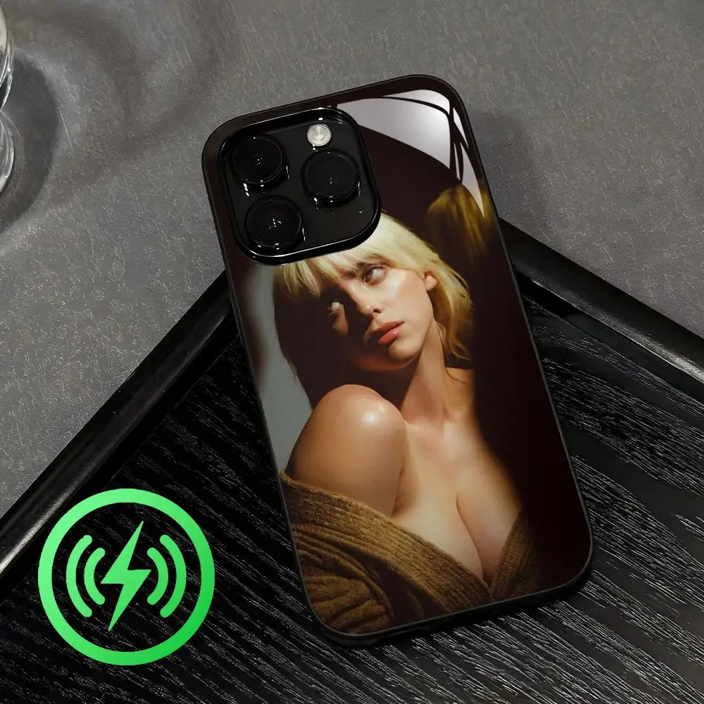 Singer B-Billies-E-Eilishs-H  Phone Case For iPhone17 16 15 14 13 12 11 X XR XS 8 Plus Mini Pro Max Glass Case