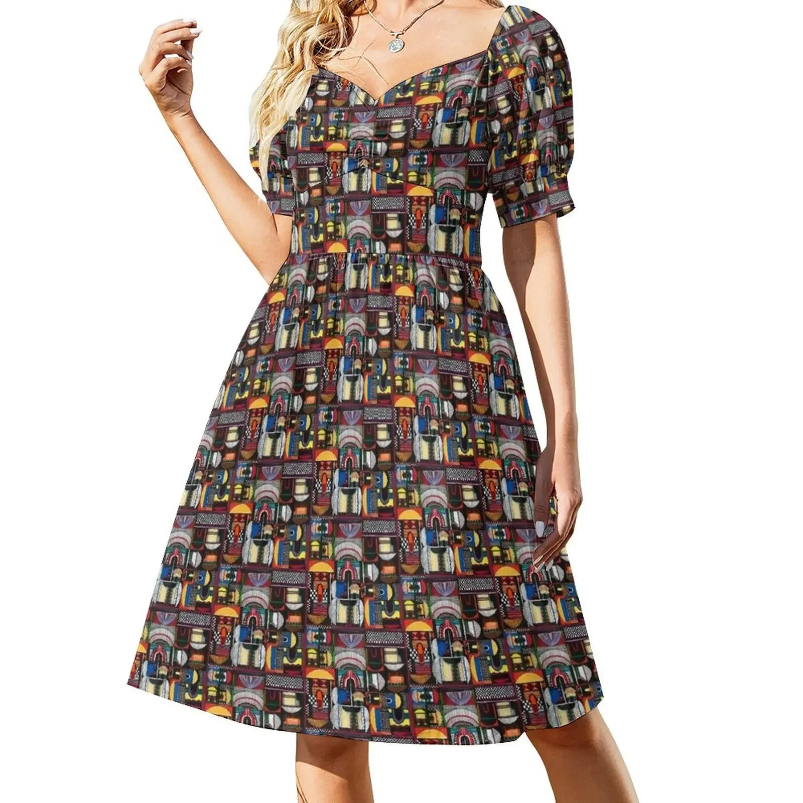 

Dwellings - Small Pattern (See also Large Pattern) Short-Sleeved Dress luxury woman evening dress sensual sexy dress for women