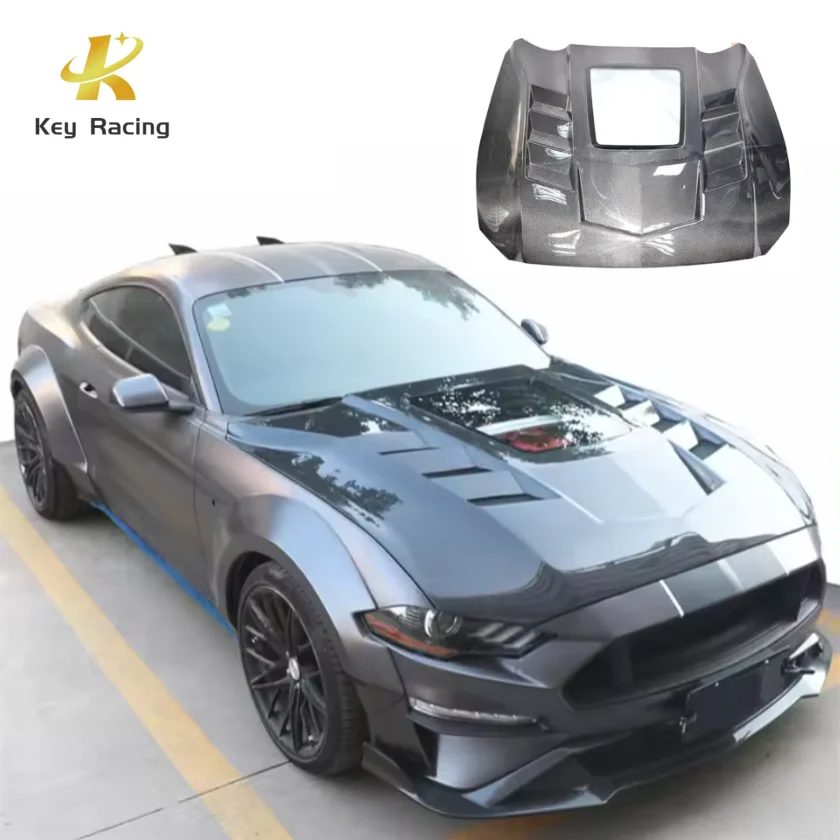 Ford Mustang 2015-2019 Engine Hood Auto Parts Carbon Fiber Bonnet Engine Cover Car Accessories