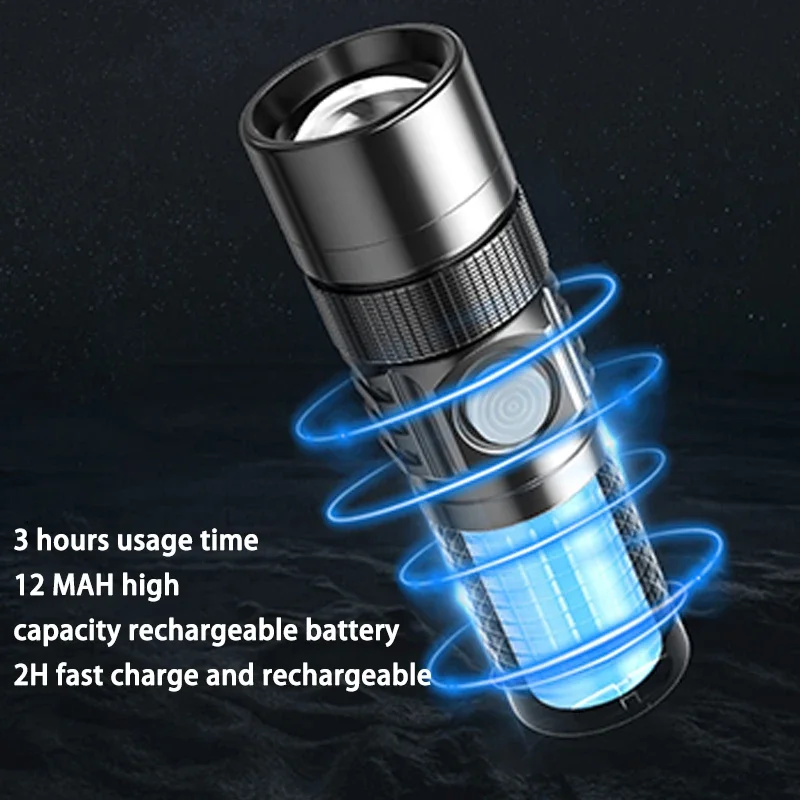 

Type-c Charging Rechargeable LED Aluminum Alloy Outdoor,16340/18650 Mini Torch Strong Light and High Battery Life Flashlight