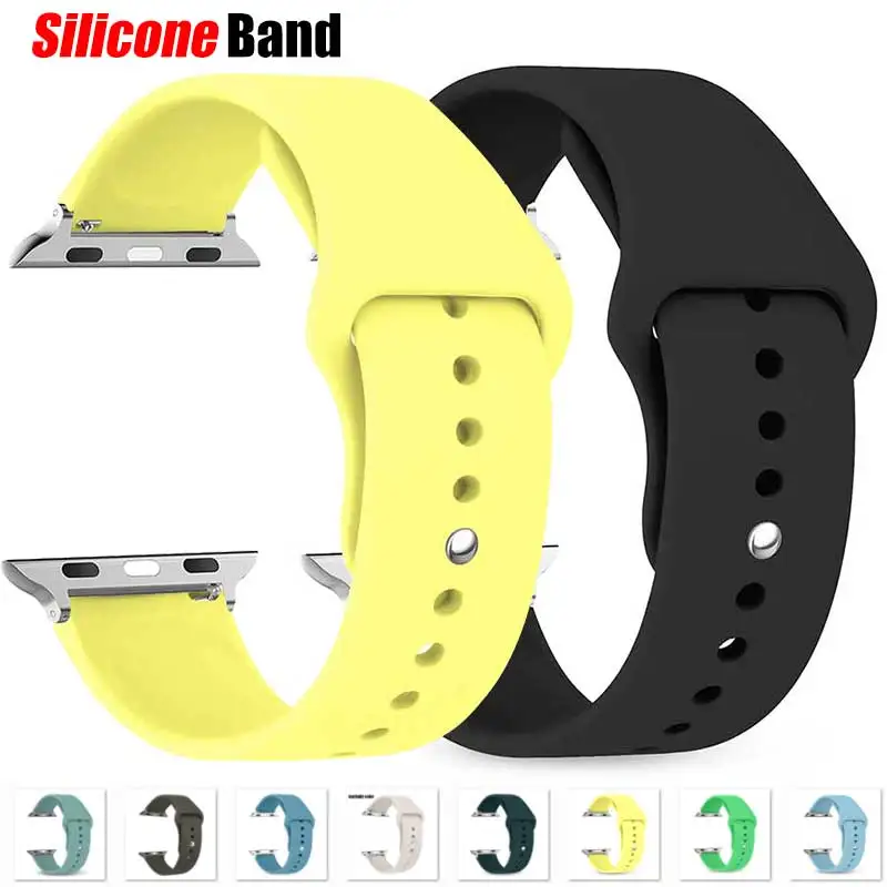 Silicone Band For Apple Watch strap 44mm 45mm 40mm 41mm 42-38mm 45 mm sport bracelet iwatch series 8 7 6 5 4 3 SE 9 Ultra 2 49mm