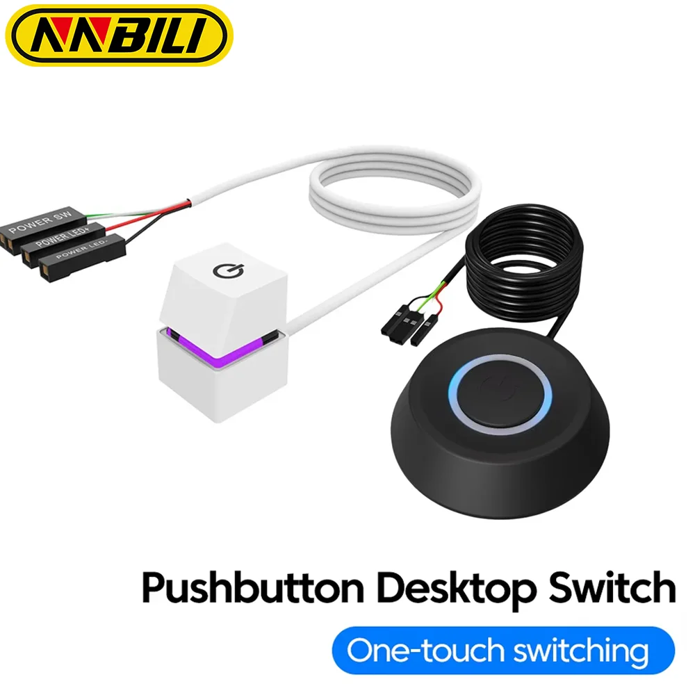 NNBILI Computer Desktop 2M Switch LED Lights PC Motherboard External Start Power On/Off Button Extension Cable for Home Office ﻿