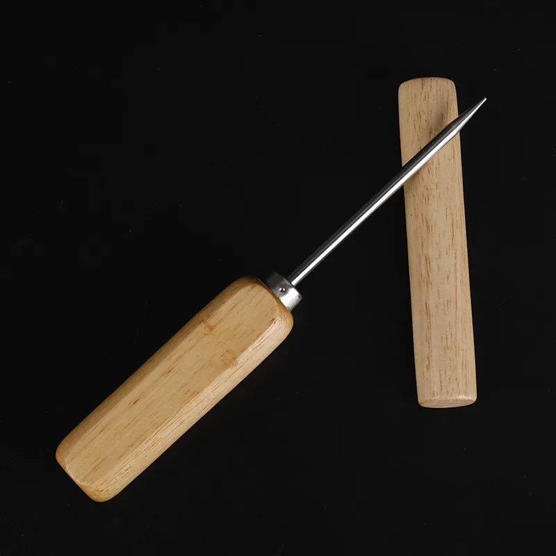 Pick For Breaking Ice Stainless Steel Manual Ice Crusher Tool With Wood Handle Non-Slip Bartending Cube Breaker