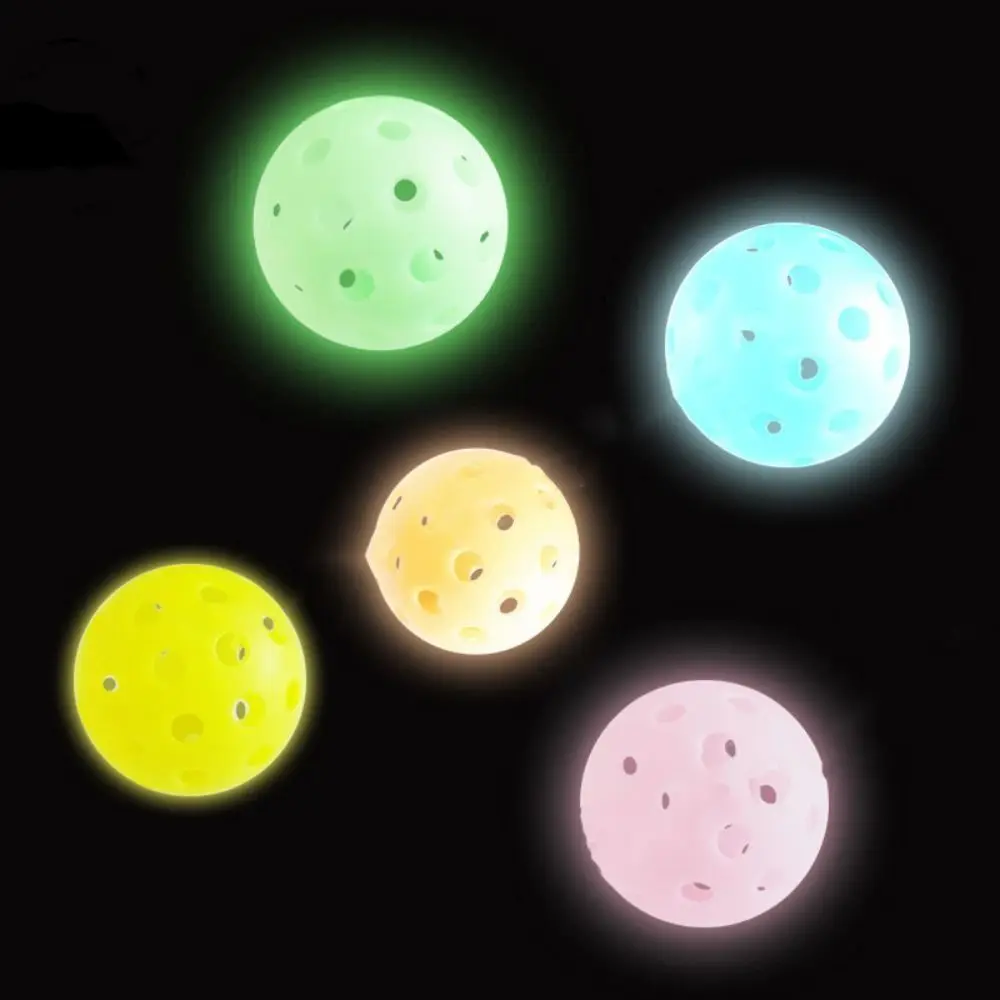 6pcs/set High Visibility Luminous Pickleball Ball Colorful 40 Holes Glow in The Dark Pickleball Offcial Size 74mm