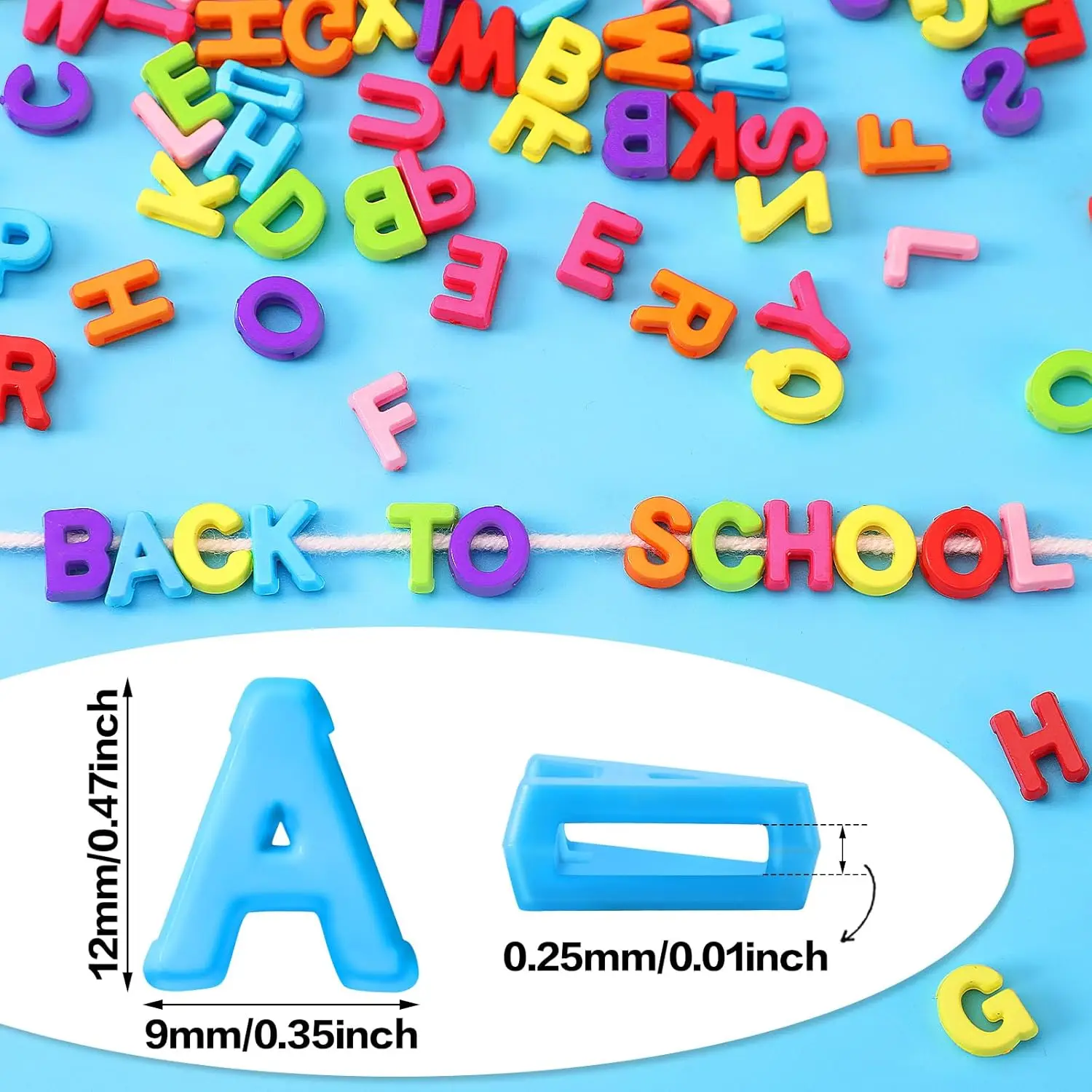 900Pcs 9x12mm A-Z Alphabet Letter Shape Beads for Jewelry Making Bracelets Necklaces Key Chains Shoelaces Crafts Party Decor