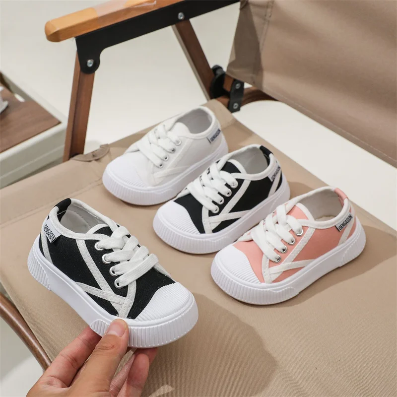 Children Canvas Shoes Kids Casual Soft-Soled Non-Slip Sneakers Spring Autumn Breathable Solid Color Shoes