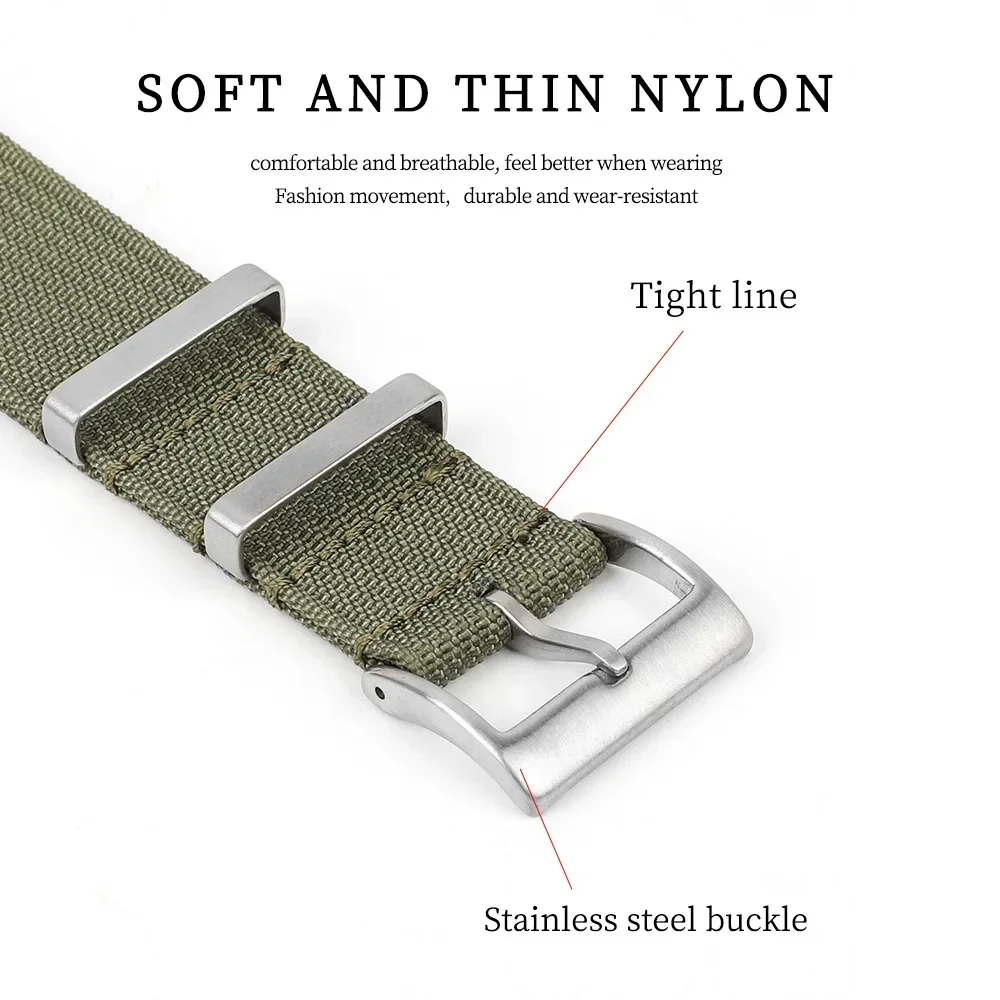 Ribbed Strap For Military Ballistic Fabric Replacement Watchband 20mm 22mm Premium Quality Nylon Watch Band  Accessories