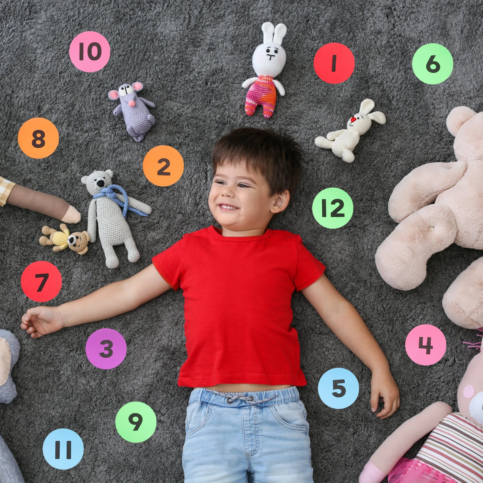 

36pcs Carpet Markers Digital Floor Numbers For Classroom Floor Stickers Classroom Multicolor Children Teacher Organization Dots