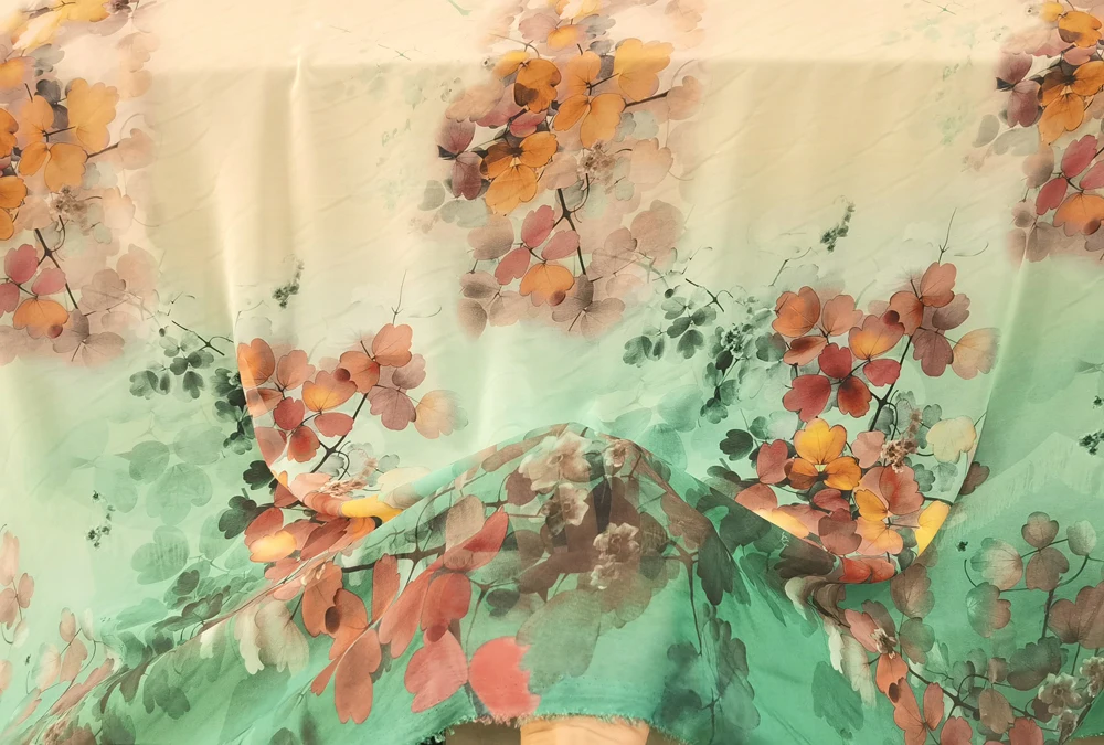 1 Meter x 1,48 Meter Blumenmuster Chiffon-Gaze Tanzkleiderstoff Chiffon 50D – Detail 6