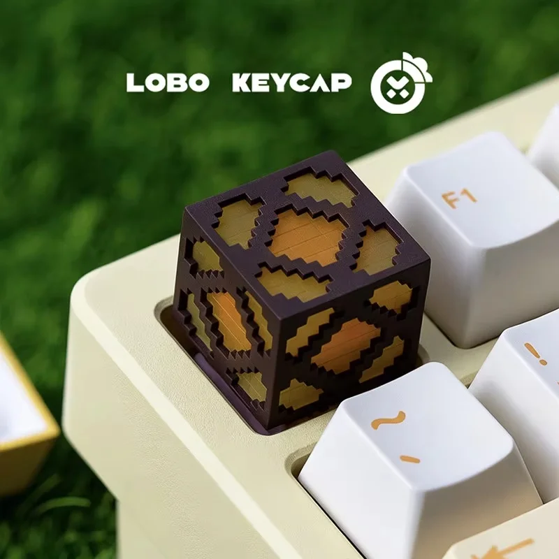 Cartoon Square My World Series Creative Keyboard Decoration Keycap Light-Transmitting Workmanship Resin Material Periphery Gifts