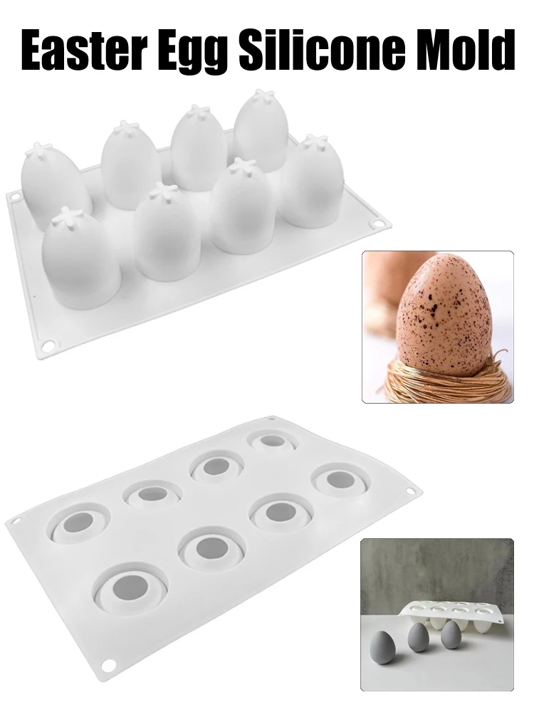 Easter Egg Silicone Mold Eight Holes Three-Dimensional Egg Shape Plaster Mold DIY Handmade Home Decoration for Easter Celebrate