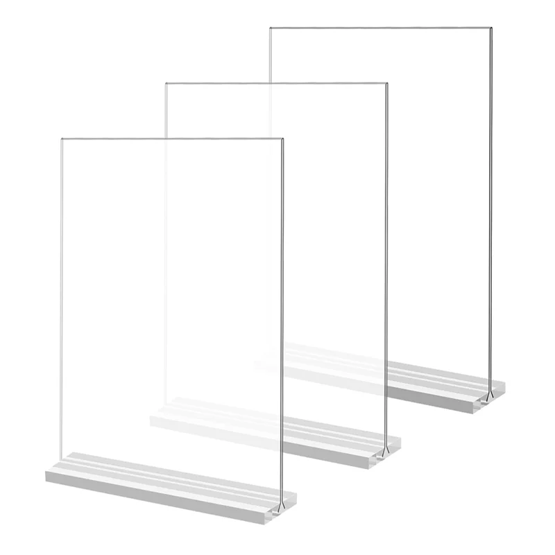 3Pack 21X29.7CM Acrylic Sign Holder, Double-Sided Vertical Display Stand , for Restaurants, Office, Store