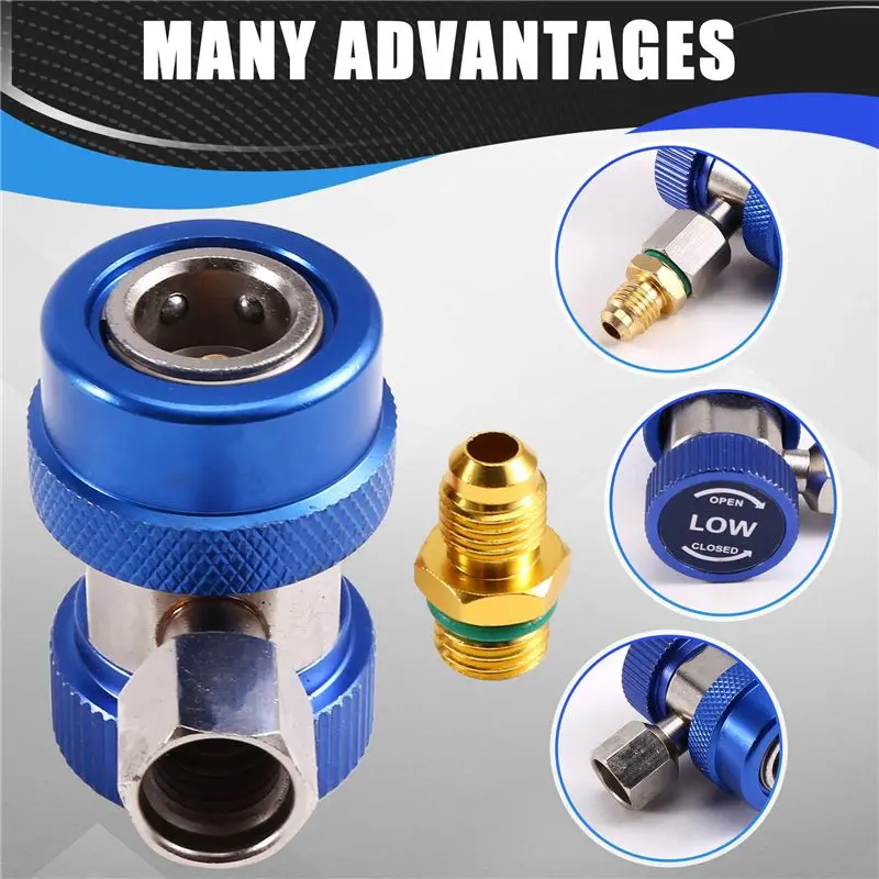 HHTL R134A Car Air Conditioner Fluoride Converter Quick Coupler Connector Adapter Adjustable Auto Repair Tools