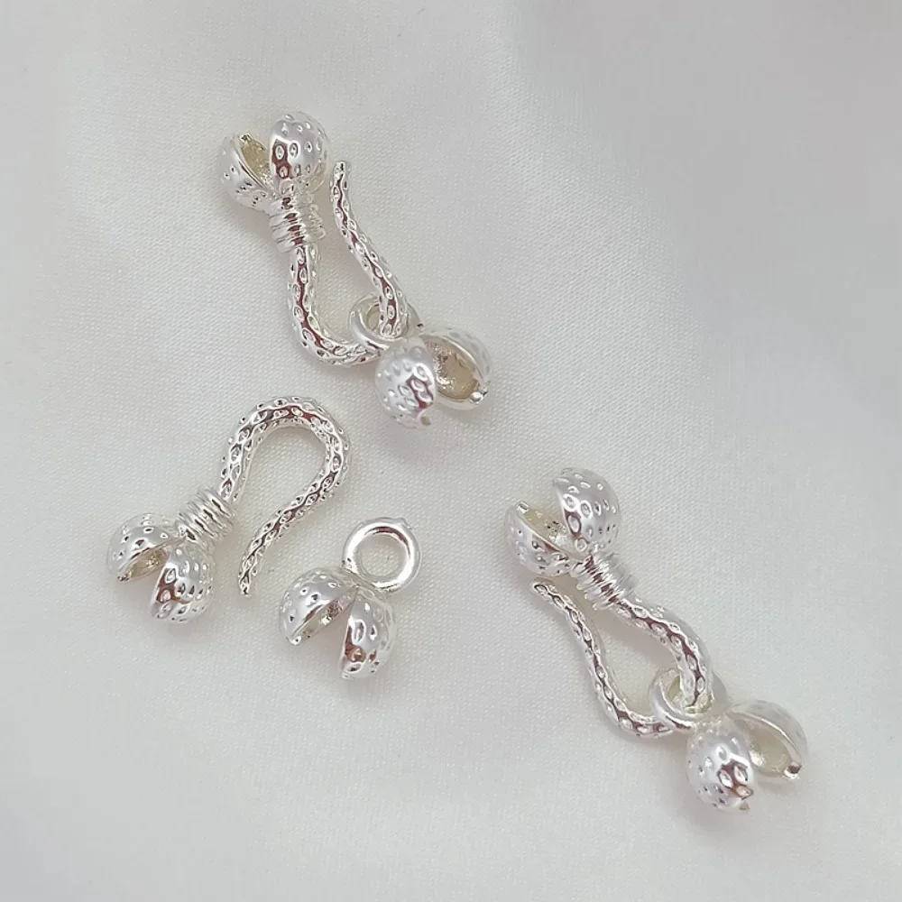 

Copper Silver-plated Peanut Pattern Flower Bud Buckle Double Bag Buckle Bracelet Necklace Jewelry Link, End Buckle, DIY By Hand