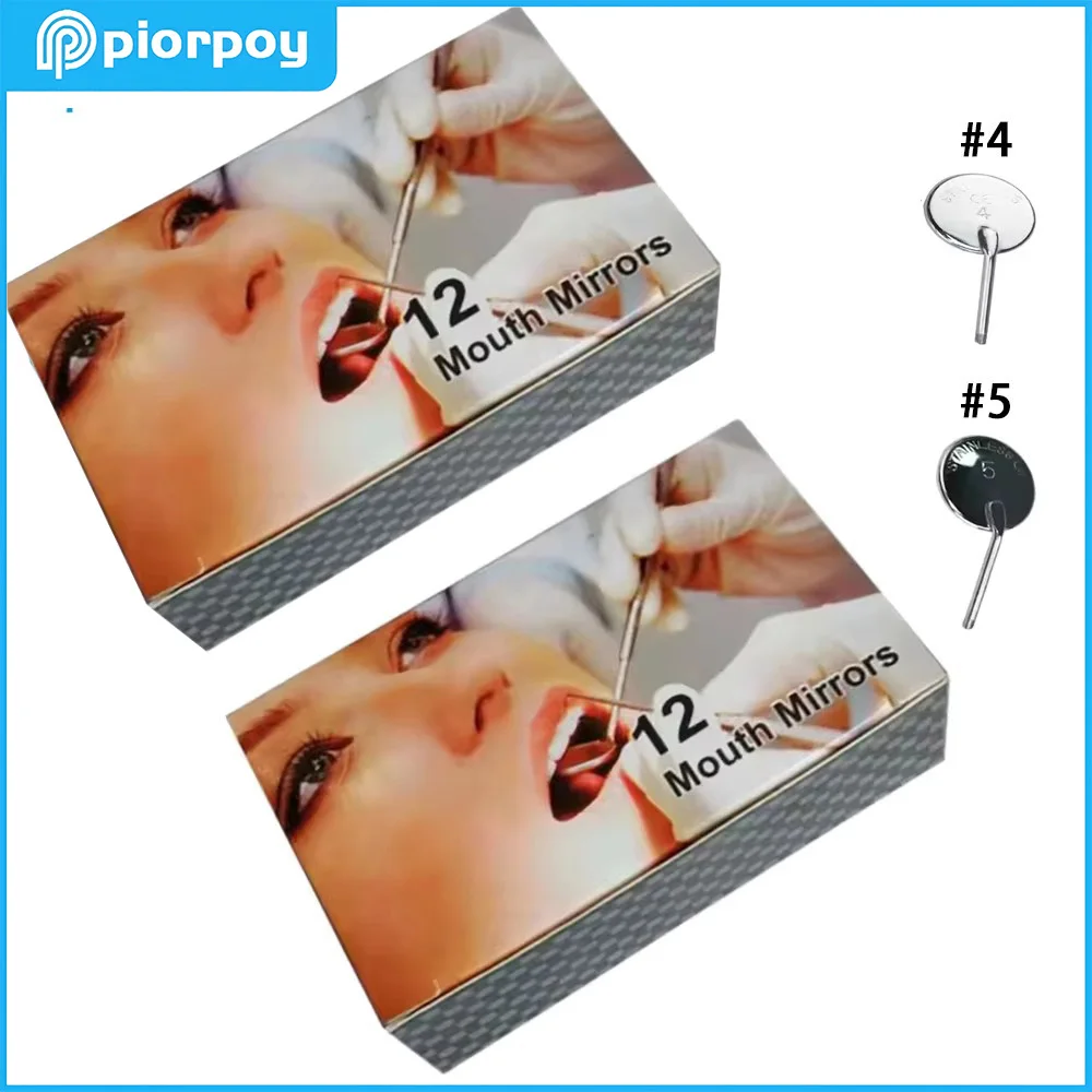 

PIORPOY 12Pcs Dental Mouth Mirror Reflector 4#/5# Stainless Steel Dentist Instruments Tools Dental Mouth Mirror Oral Care