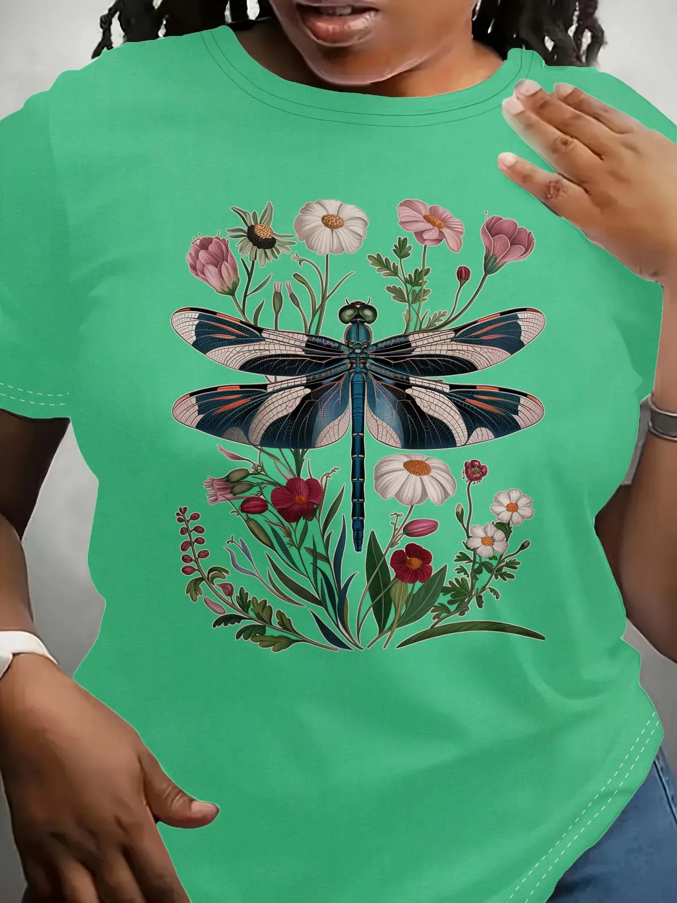 

Plus Size Botanical Dragonfly Beauty - Infused Graceful Trendy Wear