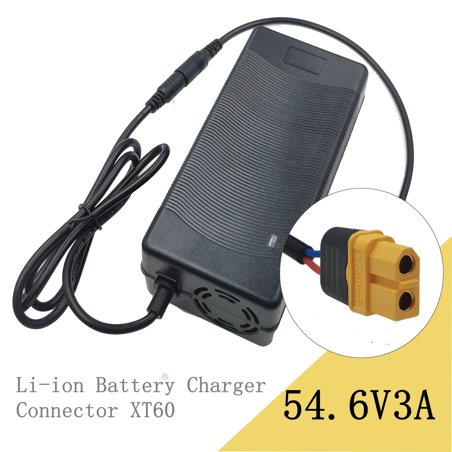 54.6V 3A Charger for 48V Li-ion Lithium Battery 13S 18650 Battery Pack XT60 Connector