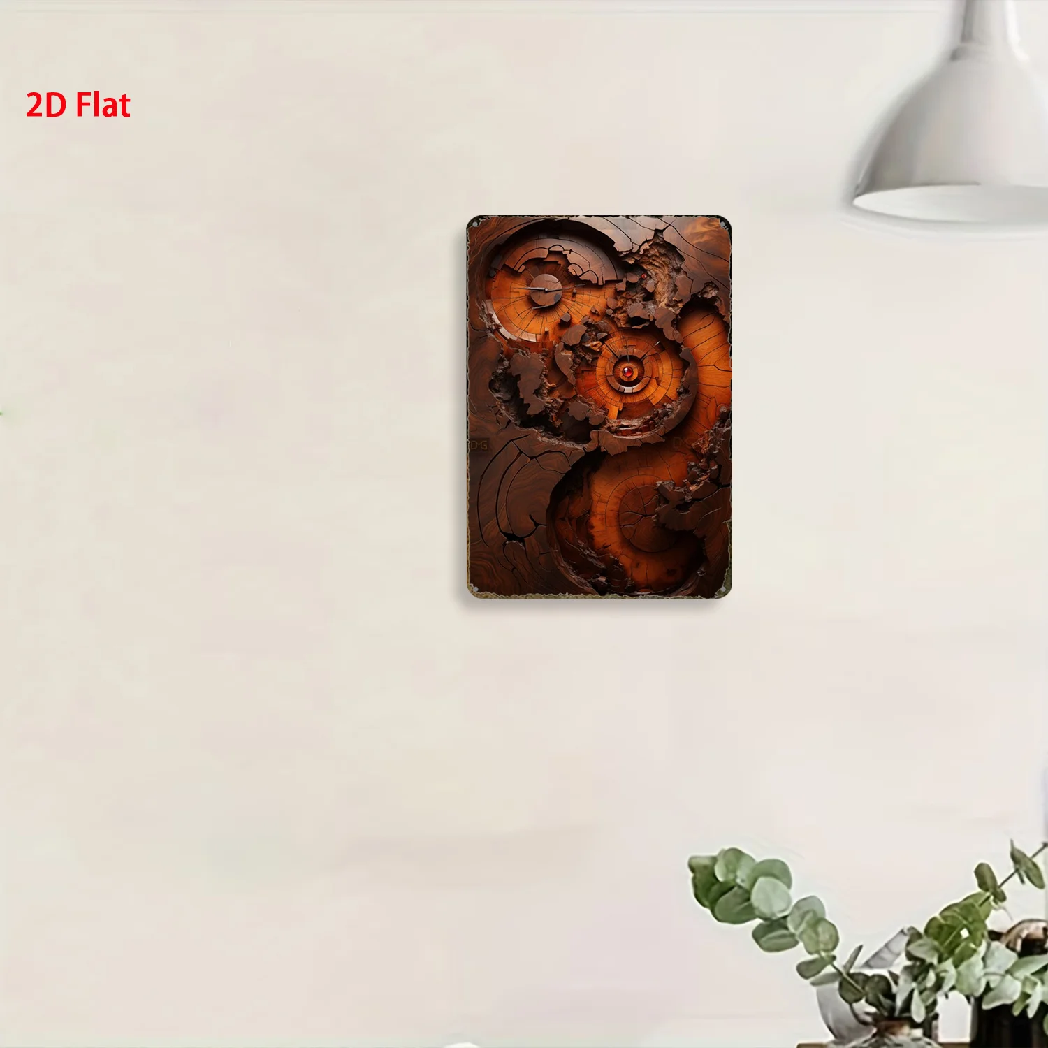 2D Vintage Metal Sign, 2D Flat  Grain Cracked Gear 3D Embossed Wall Art, Antique Tree Hole Ruby Style Iron Wall Decor, Sturd