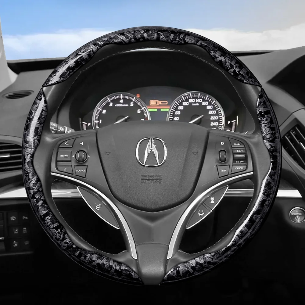 Suitable for Acura Forged Carbon Fiber Texture Steering Wheel Cover, Durable Snap-On Quick Installation for Adx Zdx Mdx Rox Tlx Integra Rdx Ilx Rlx Tl ​   Tsx Black Red Gold Accessories