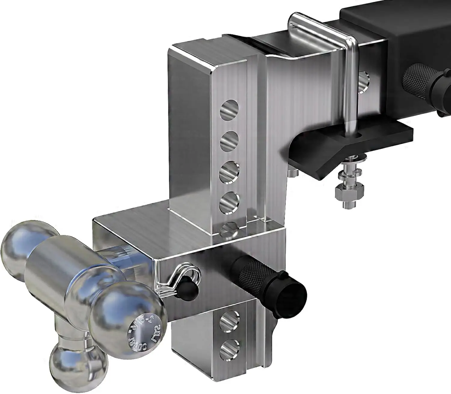 

Сцепное устройство для прицепа Tri-Ball (1-7/8 дюймов, 2 дюйма, 2–5/16 дюйма), регулируемый приемник 2,5 дюйма, сцепное устройство для падения/подъема 8 дюймов, сцепное устройство из матового алюминия для Tr