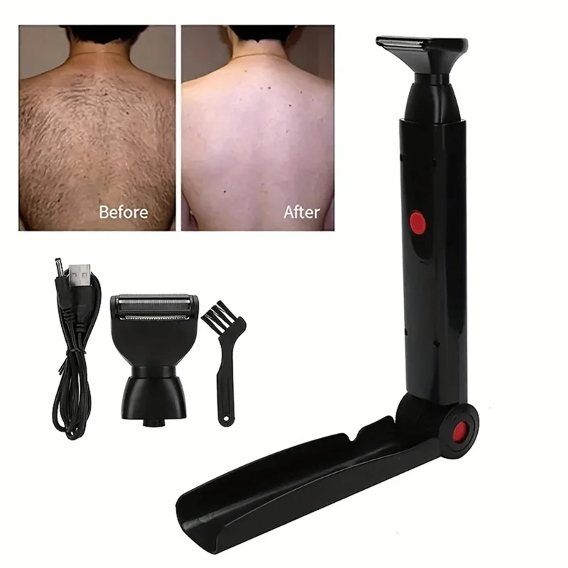 A74G-afeuille arrière électrique 2 en 1, tondeuse pour le visage, Rechargeable, poignée pliable, épilation du dos, toilettage pour le corps des hommes