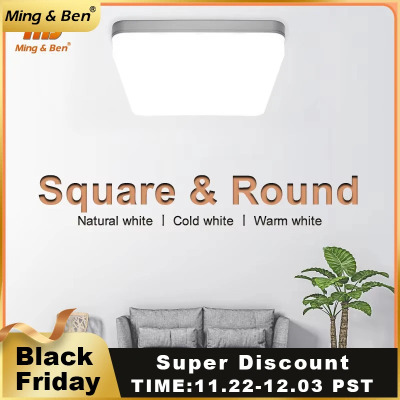 Square LED Panel Light 18W 24W 36W 48W Round Ceiling Lamp AC 85-265V Natural/Cold/Warm White High Lighting in Kitchen Lighting